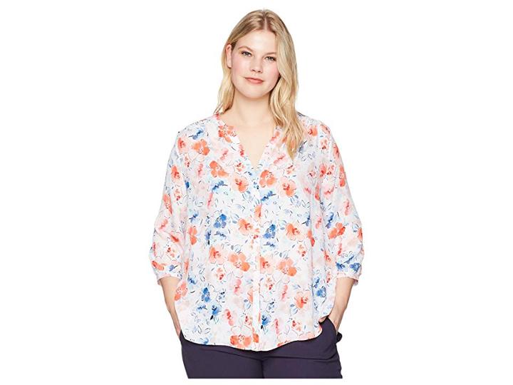 Nydj Plus Size Plus Size Pintuck Blouse (wildflowers) Women's Blouse