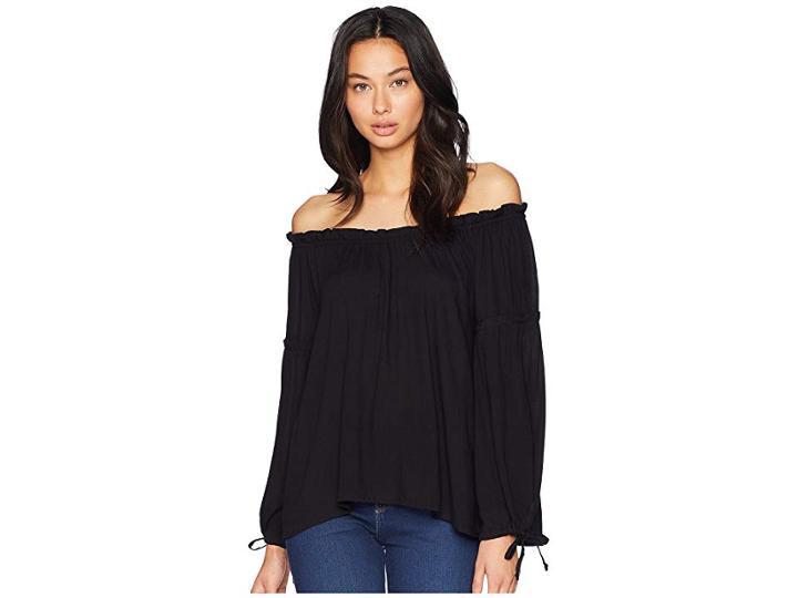 Flynn Skye Bobby Blouse (black Crinkle) Women's Clothing