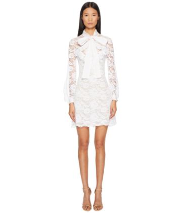 Francesco Scognamiglio Bow Front Lace Long Sleeve Dress (white) Women's Dress
