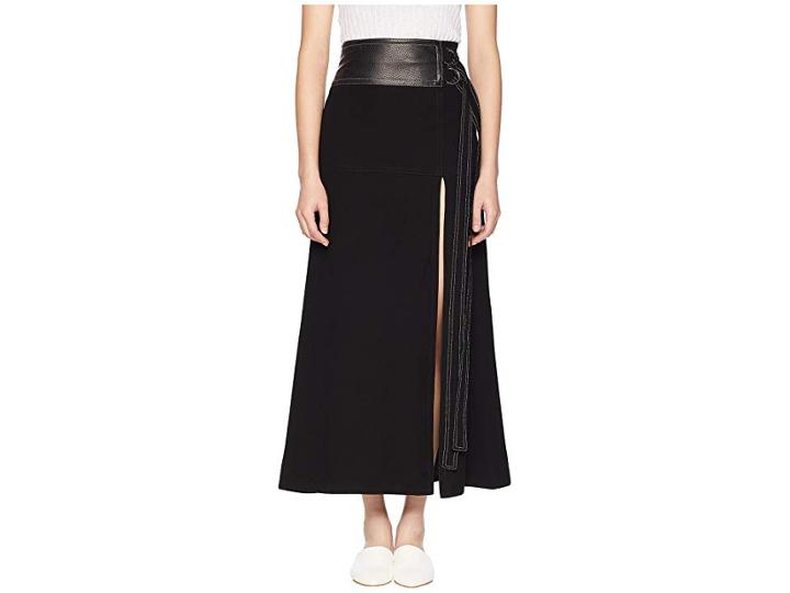 Yigal Azrouel High-waisted Long Skirt W/ Double Tie (black) Women's Skirt