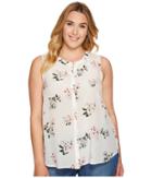 Lucky Brand Plus Size Floral Silk Tank Top (natural Multi) Women's Sleeveless