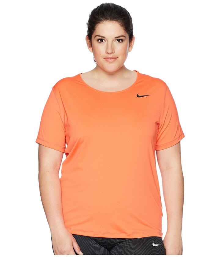 Nike Pro Mesh Short Sleeve Top (size 1x-3x) (rush Coral/black) Women's Workout