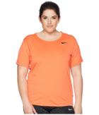 Nike Pro Mesh Short Sleeve Top (size 1x-3x) (rush Coral/black) Women's Workout