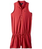 Polo Ralph Lauren Kids Stretch Cotton Mesh Romper (little Kids/big Kids) (nantucket Red) Girl's Jumpsuit & Rompers One Piece