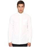 Vince Double Weave Square Hem Long Sleeve Melrose W/ Pocket (white/white) Men's Clothing