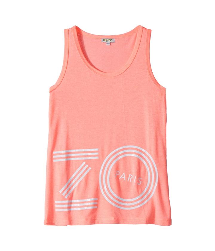 Kenzo Kids Tank Logo (big Kids) (neon Corail) Girl's Clothing