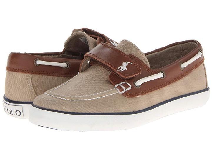 Polo Ralph Lauren Kids Sander-cl Ez (little Kid) (khaki Canvas/tan Leather) Boys Shoes