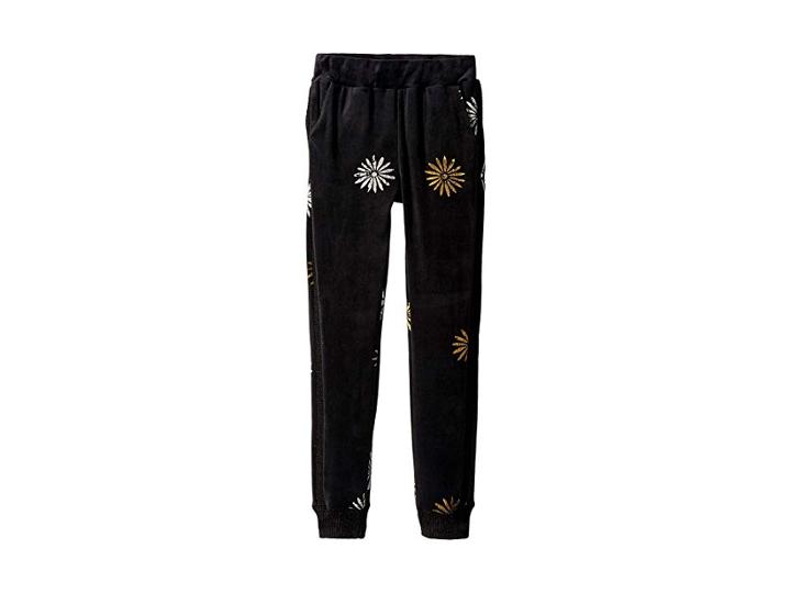 Splendid Littles Daisy Foil Velour Joggers (big Kids) (black) Girl's Casual Pants