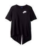 Nike Kids Sportswear Split Short Sleeve Top (little Kids/big Kids) (black/white) Girl's Clothing