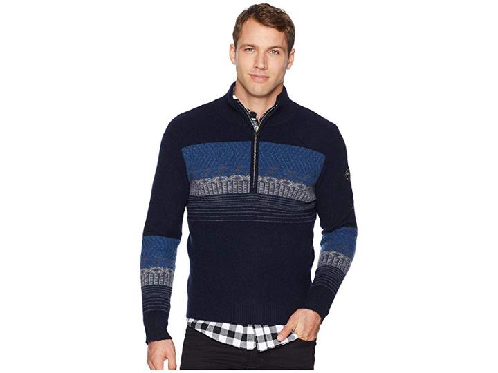 Obermeyer Textured 1/2 Zip Sweater (nocturnal Blue) Men's Sweater