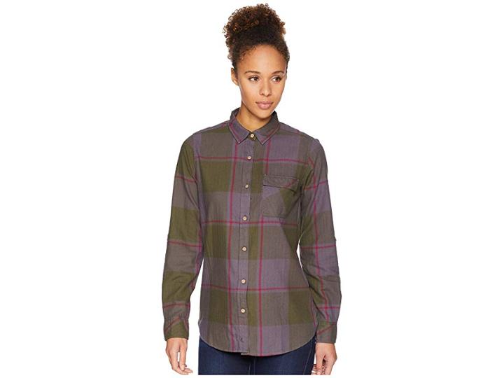 Tentree Kimberly Long Sleeve Button Up (shark Plaid) Women's Clothing