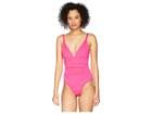 Lauren Ralph Lauren Beach Club Solids Slimming Fit Corset One-piece (passion Fruit) Women's Swimsuits One Piece