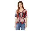 Bcbgeneration Twist Back Surplice Top (red/violet Combo) Women's Blouse
