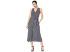 Eci Sleeveless Striped V-neck Cropped Jumpsuit With Self Tie (navy/ivory) Women's Jumpsuit & Rompers One Piece