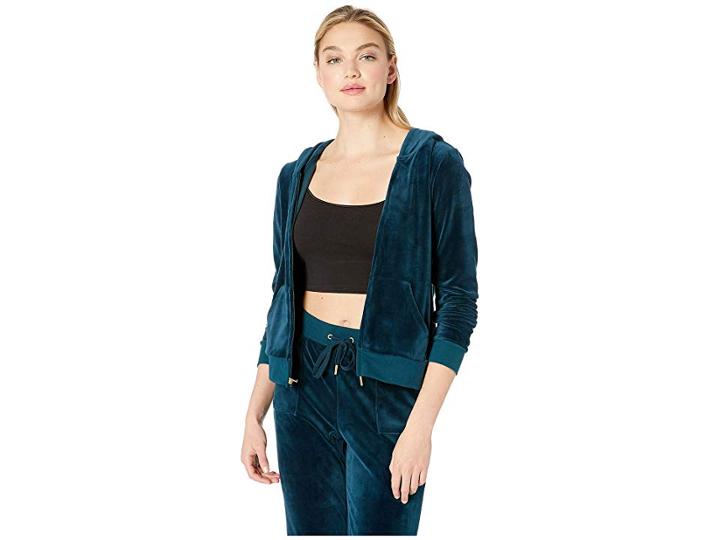 Juicy Couture Glitter Plastisol Crown Hoodie (eloquent Petrol) Women's Clothing