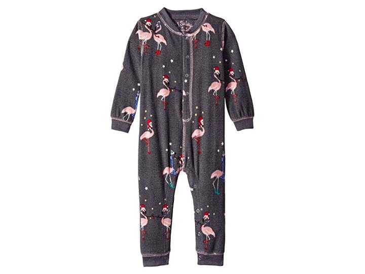 P.j. Salvage Kids Flamingos Romper (infant) (charcoal) Girl's Jumpsuit & Rompers One Piece