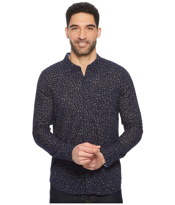 Toad&co Mattock Long Sleeve Slim Shirt (indigo Mini Floral Print) Men's Clothing