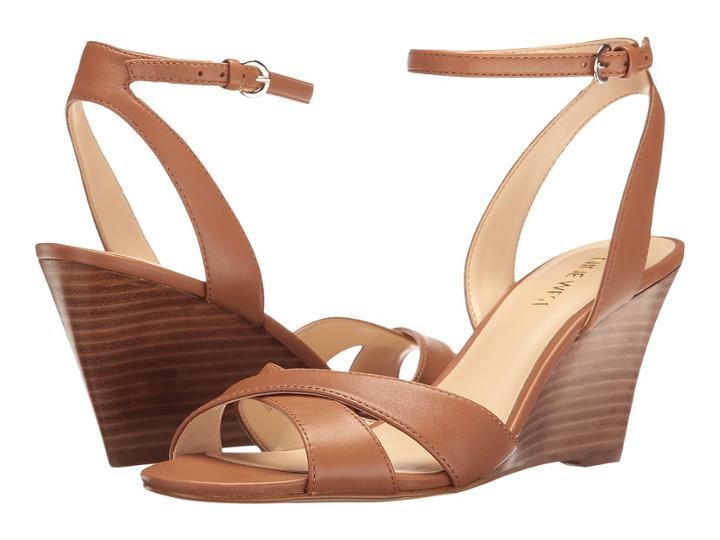 Nine West Kami Wedge Sandal (dark Natural Leather) Women's Shoes
