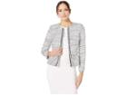 Tahari By Asl Boucle Open Jacket With Frayed Trim (ivory White/back) Women's Clothing