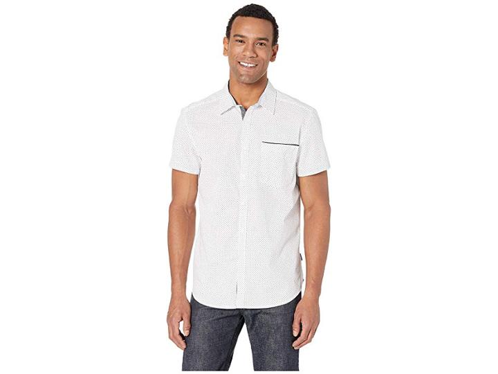 Kenneth Cole New York Short Sleeve Mini Square Dot Print Shirt (white) Men's Clothing
