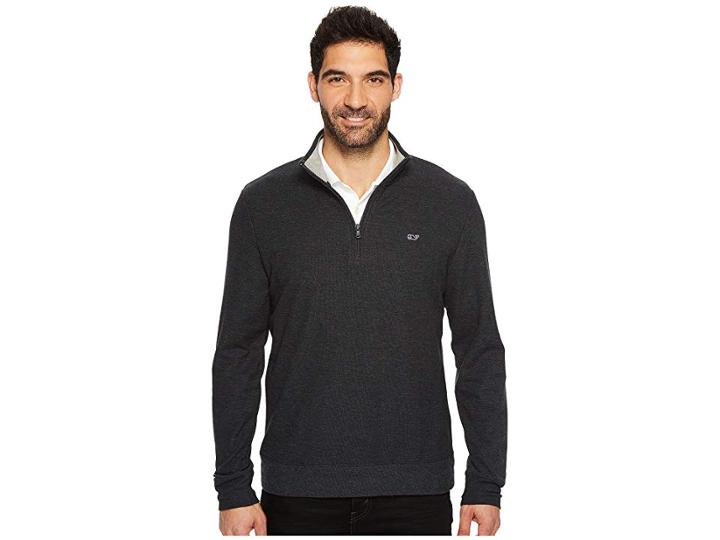 Vineyard Vines Saltwater 1/4 Zip Pullover (charcoal) Men's Clothing