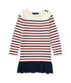 Polo Ralph Lauren Kids Striped Cotton Jersey Dress (little Kids) (clubhouse Cream/hunter Navy Multi) Girl's Dress