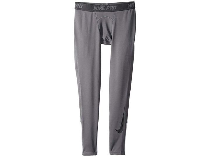Nike Kids Pro Warm Graphic Tights (little Kids/big Kids) (dark Grey/wolf Grey/black) Boy's Casual Pants