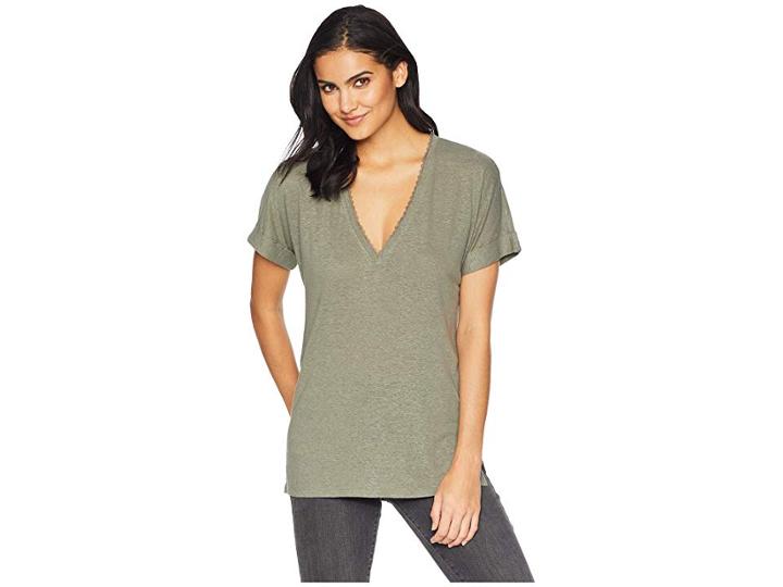 Bcbgmaxazria V-neck Tee (dusty Olive) Women's Clothing