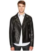 Versace Collection Leather Moto Jacket (black) Men's Coat