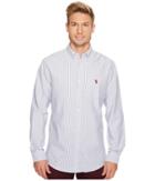 U.s. Polo Assn. Classic Fit Stripe, Plaid Or Print Long Sleeve Sport Shirt (marina Blue) Men's Clothing