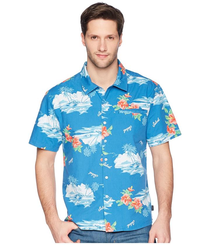 Brixton Bueller Short Sleeve Woven Shirt (washed Royal) Men's Short Sleeve Button Up