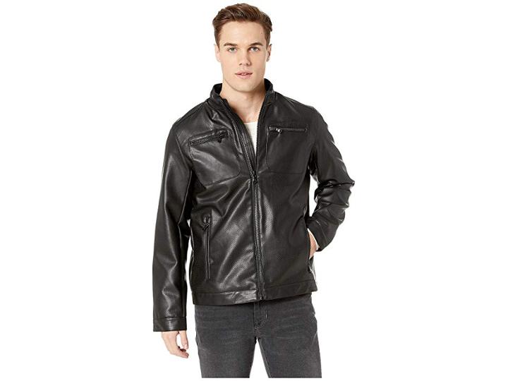 Buffalo David Bitton Perforated Pu Jacket (black) Men's Coat