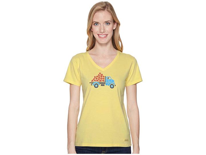 Life Is Good Special Delivery Crusher Vee (happy Yellow) Women's T Shirt