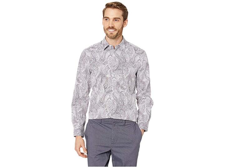 Perry Ellis Regular Fit Stretch Paisley Print Shirt (bright White) Men's Clothing