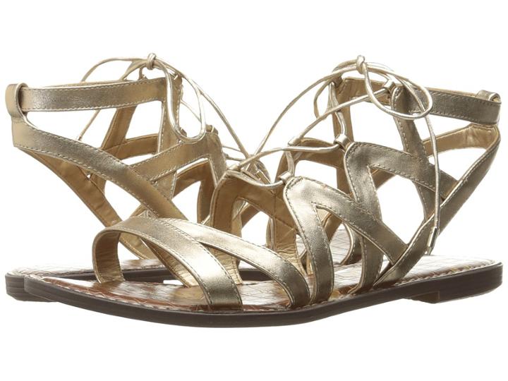 Sam Edelman Gemma (dark Molten Gold Polished Metallic Leather) Women's Sandals