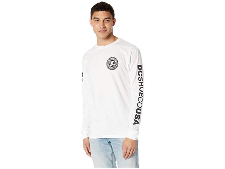 Dc Circle Star Long Sleeve Tee (snow White) Men's T Shirt