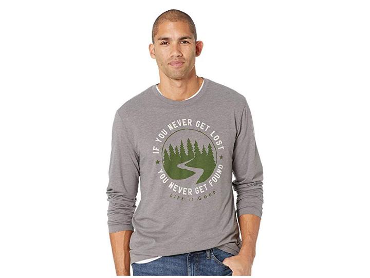 Life Is Good Get Lost, Get Found Long Sleeve Cool T-shirt (slate Gray) Men's T Shirt