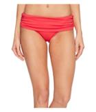 Lauren Ralph Lauren Beach Club Solids Wide Shirred Banded Hipster Bottom (raspberry) Women's Swimwear