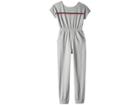 Maddie By Maddie Ziegler Short Sleeve Jumpsuit With Stripe (big Kids) (grey) Girl's Jumpsuit & Rompers One Piece