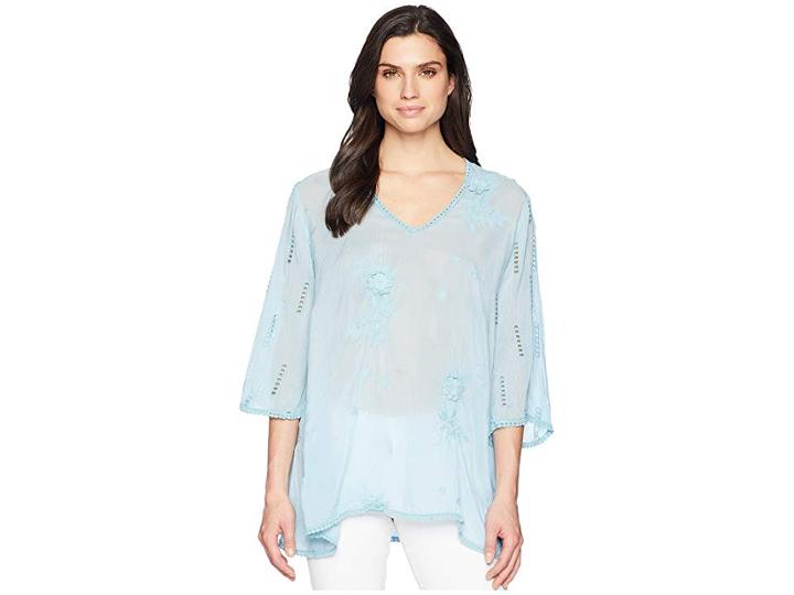 Johnny Was Chansy V-neck Top (bouquet Blue) Women's Blouse