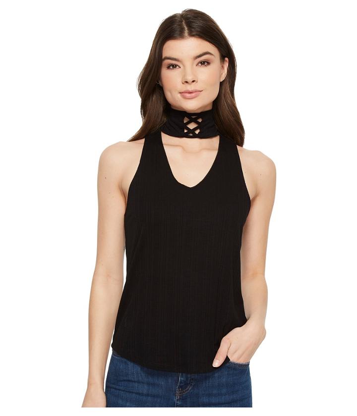 Lna Lace-up Turtleneck Tank Top (black) Women's Sleeveless