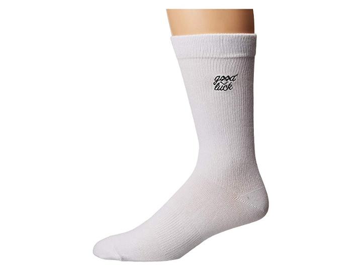 Richer Poorer Good Luck (white) Men's Crew Cut Socks Shoes