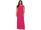 Adrianna Papell Plus Size Off The Shoulder Stretch Jersey Long Gown (bright Syrah) Women's Dress