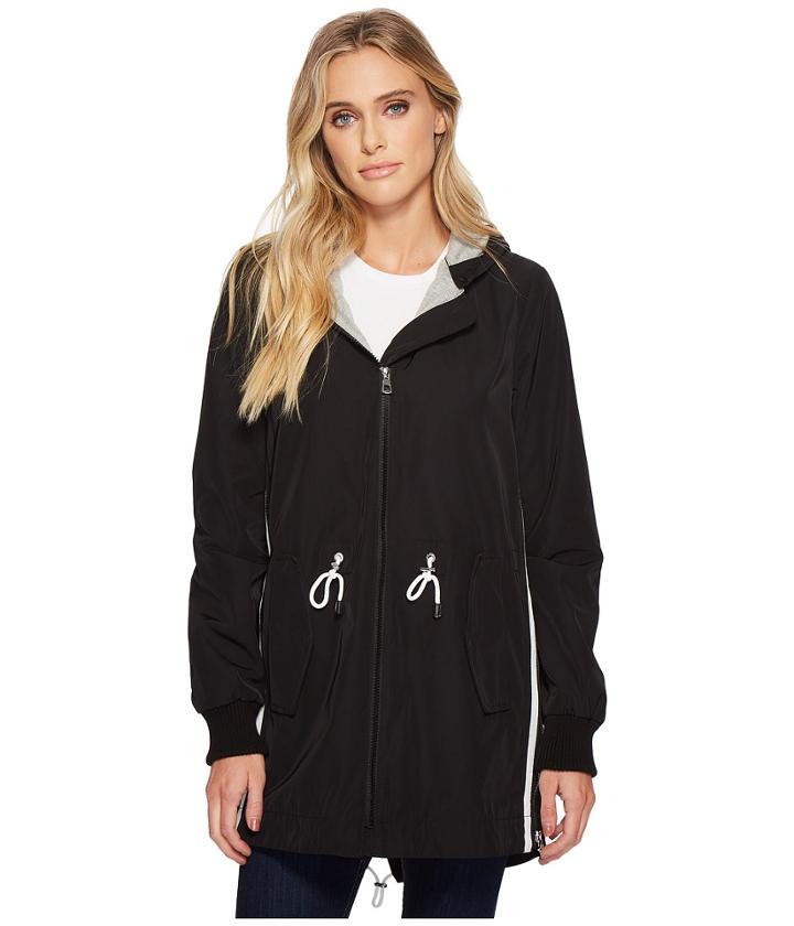 Vince Camuto Hooded Parka With Drawstring Waist (black) Women's Coat