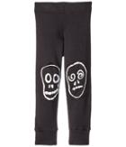 Nununu Skull Mask Patch Leggings (infant/toddler/little Kids) (black) Girl's Casual Pants
