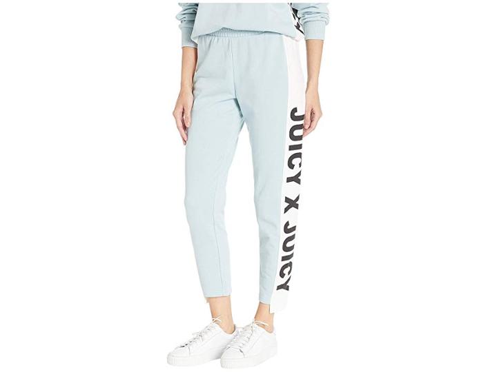 Juicy Couture Jxj Side Panel Terry Track (morning Mist) Women's Casual Pants