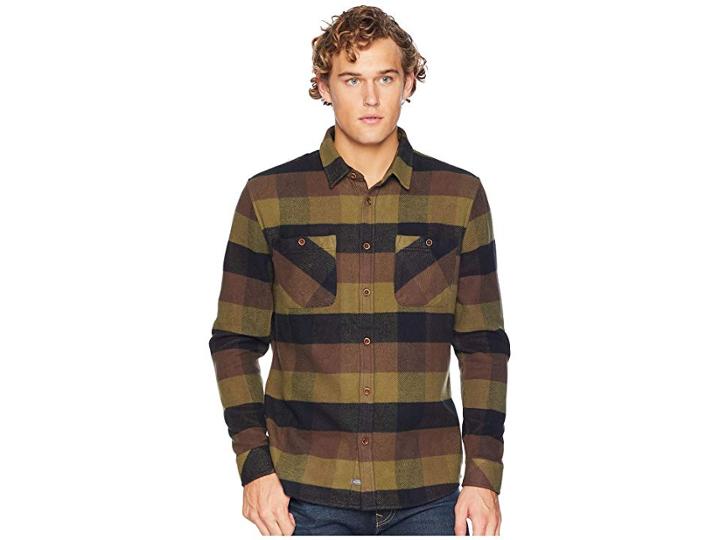 Quiksilver Waterman Colder Winds Long Sleeve Flannel Shirt (turkish Coffee) Men's Clothing