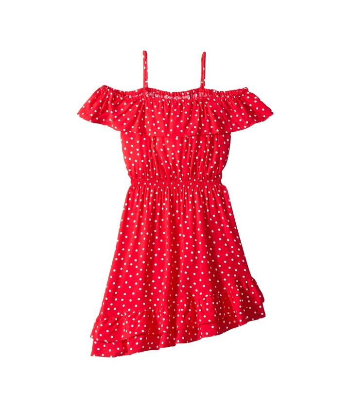 Bardot Junior Spot Shirred Dress (big Kids) (red Spot) Girl's Dress