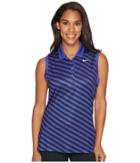 Nike Golf Precision Print Sleeveless Polo (deep Night/black/metallic Silver) Women's Sleeveless