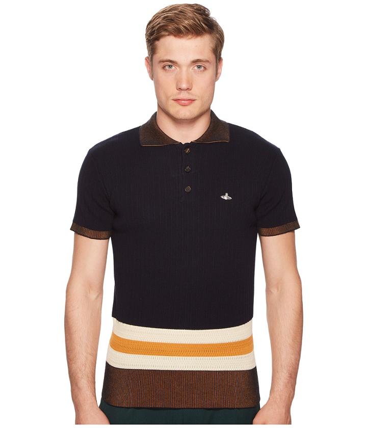 Vivienne Westwood Polo Sweater (navy) Men's Short Sleeve Pullover